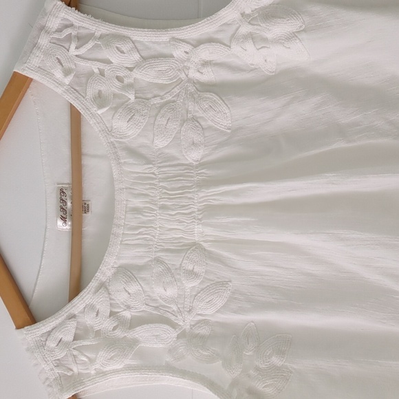 Max Studio White Gauzy Cotton Embroidered Modest Sleeveless Midi Beachy Dress XL - Picture 2 of 7